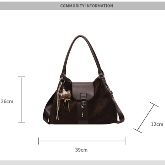 Chartreuse Suede Look Tote Bag - Crossbody Strap & Casual Cool! - Picture 9 of 9